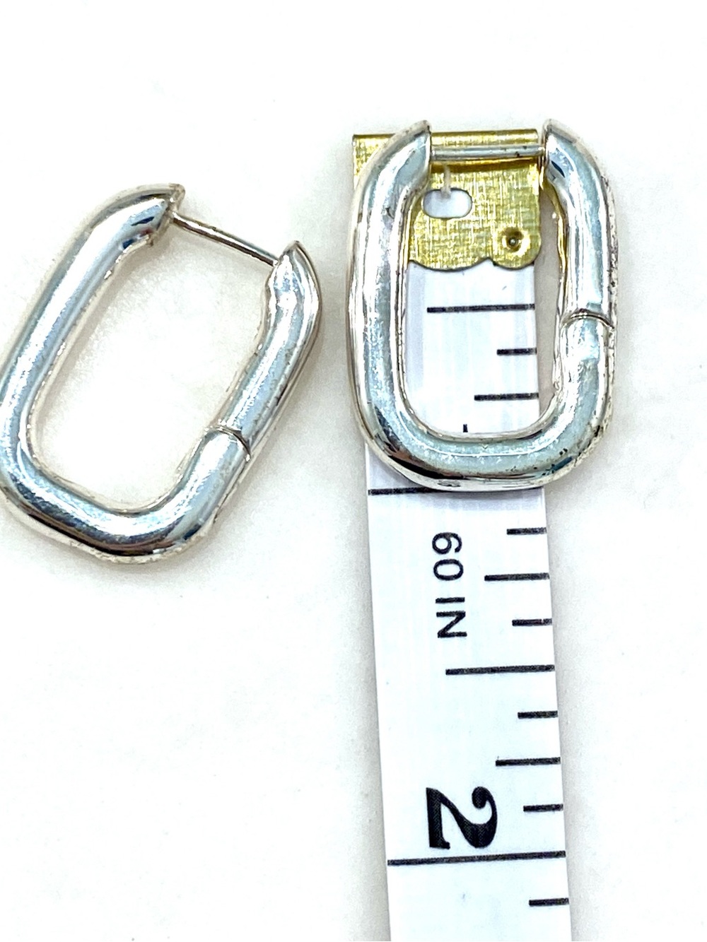 Banana Republic Polished Silver Geometric Hoop Earrings - Picture 5 of 5